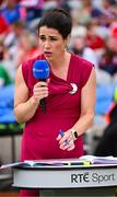10 August 2025; RTÉ analyst Anne Marie Hayes at the Glen Dimplex All-Ireland Senior Camogie Championship final match between Cork and Galway at Croke Park in Dublin. Photo by Piaras Ó Mídheach/Sportsfile