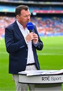 10 August 2025; RTÉ host Damian Lawlor at the Glen Dimplex All-Ireland Senior Camogie Championship final match between Cork and Galway at Croke Park in Dublin. Photo by Piaras Ó Mídheach/Sportsfile