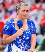10 August 2025; RTÉ analyst Ursula Jacob at the Glen Dimplex All-Ireland Senior Camogie Championship final match between Cork and Galway at Croke Park in Dublin. Photo by Piaras Ó Mídheach/Sportsfile