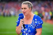 10 August 2025; RTÉ analyst Ursula Jacob at the Glen Dimplex All-Ireland Senior Camogie Championship final match between Cork and Galway at Croke Park in Dublin. Photo by Piaras Ó Mídheach/Sportsfile