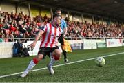 8 August 2025; Adam O'Reilly of Derry City during the SSE Airtricity Men's Premier Division match between Derry City and Cork City at The Ryan McBride Brandywell Stadium in Derry. Photo by Ramsey Cardy/Sportsfile