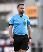 8 August 2025; Referee Declan Toland during the SSE Airtricity Men's Premier Division match between Derry City and Cork City at The Ryan McBride Brandywell Stadium in Derry. Photo by Ramsey Cardy/Sportsfile