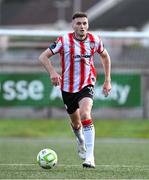 8 August 2025; Hayden Cann of Derry City during the SSE Airtricity Men's Premier Division match between Derry City and Cork City at The Ryan McBride Brandywell Stadium in Derry. Photo by Ramsey Cardy/Sportsfile