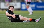 8 August 2025; Kitt Nelson of Cork City after picking up an injury during the SSE Airtricity Men's Premier Division match between Derry City and Cork City at The Ryan McBride Brandywell Stadium in Derry. Photo by Ramsey Cardy/Sportsfile
