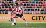 8 August 2025; Danny Mullen of Derry City during the SSE Airtricity Men's Premier Division match between Derry City and Cork City at The Ryan McBride Brandywell Stadium in Derry. Photo by Ramsey Cardy/Sportsfile