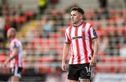 8 August 2025; Ben Doherty of Derry City during the SSE Airtricity Men's Premier Division match between Derry City and Cork City at The Ryan McBride Brandywell Stadium in Derry. Photo by Ramsey Cardy/Sportsfile