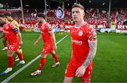 12 August 2025; Kameron Ledwidge of Shelbourne before the UEFA Europa League Third Qualifying Round 2nd Leg match between Shelbourne and Rijeka at Tolka Park in Dublin. Photo by Stephen McCarthy/Sportsfile