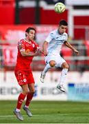 12 August 2025; Tiago Dantas of Rijeka in action against Harry Wood of Shelbourne during the UEFA Europa League Third Qualifying Round 2nd Leg match between Shelbourne and Rijeka at Tolka Park in Dublin. Photo by Ben McShane/Sportsfile