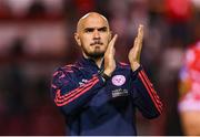 12 August 2025; Shelbourne head coach Joey O'Brien after his side's defeat in the UEFA Europa League Third Qualifying Round 2nd Leg match between Shelbourne and Rijeka at Tolka Park in Dublin. Photo by Stephen McCarthy/Sportsfile