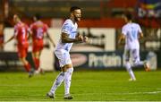 12 August 2025; Ante Majstorovic of Rijeka celebrates at the final whistle of the UEFA Europa League Third Qualifying Round 2nd Leg match between Shelbourne and Rijeka at Tolka Park in Dublin. Photo by Ben McShane/Sportsfile