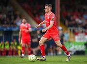 12 August 2025; JJ Lunney of Shelbourne during the UEFA Europa League Third Qualifying Round 2nd Leg match between Shelbourne and Rijeka at Tolka Park in Dublin. Photo by Stephen McCarthy/Sportsfile