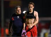 12 August 2025; Harry Wood of Shelbourne and head of equipment Johnny Watson after the UEFA Europa League Third Qualifying Round 2nd Leg match between Shelbourne and Rijeka at Tolka Park in Dublin. Photo by Stephen McCarthy/Sportsfile