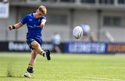 13 August 2025; Harrison McMahon of Leinster kicks a conversion during the PwC U-18 Boys Interprovincial Series match between Leinster and Munster at Energia Park in Dublin. Photo by Tyler Miller/Sportsfile