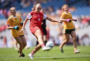 3 August 2025; Aoife Russell of Louth during the TG4 All-Ireland Ladies Football Junior Championship final match between Antrim and Louth at Croke Park in Dublin. Photo by Piaras Ó Mídheach/Sportsfile