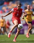 3 August 2025; Eimear Byrne of Louth during the TG4 All-Ireland Ladies Football Junior Championship final match between Antrim and Louth at Croke Park in Dublin. Photo by Piaras Ó Mídheach/Sportsfile
