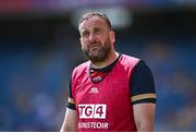 3 August 2025; Louth manager Kevin Larkin during the TG4 All-Ireland Ladies Football Junior Championship final match between Antrim and Louth at Croke Park in Dublin. Photo by Piaras Ó Mídheach/Sportsfile