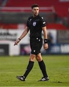 12 August 2025; Referee Marian Barbu during the UEFA Europa League Third Qualifying Round 2nd Leg match between Shelbourne and Rijeka at Tolka Park in Dublin. Photo by Ben McShane/Sportsfile