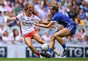 3 August 2025; Sorcha Gormley of Tyrone in action against Sinéad Farrelly of Laois during the TG4 All-Ireland Ladies Football Intermediate Championship final match between Laois and Tyrone at Croke Park in Dublin. Photo by Shauna Clinton/Sportsfile