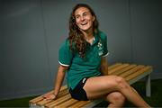 14 August 2025; Emily Lane poses for a portrait during an Ireland Women Rugby media conference at the IRFU High Performance Centre in Dublin. Photo by David Fitzgerald/Sportsfile
