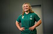 14 August 2025; Sadhbh McGrath poses for a portrait during an Ireland Women Rugby media conference at the IRFU High Performance Centre in Dublin. Photo by David Fitzgerald/Sportsfile