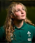 14 August 2025; Sadhbh McGrath poses for a portrait during an Ireland Women Rugby media conference at the IRFU High Performance Centre in Dublin. Photo by David Fitzgerald/Sportsfile