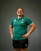 14 August 2025; Ellena Perry poses for a portrait during an Ireland Women Rugby media conference at the IRFU High Performance Centre in Dublin. Photo by David Fitzgerald/Sportsfile