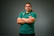 14 August 2025; Ellena Perry poses for a portrait during an Ireland Women Rugby media conference at the IRFU High Performance Centre in Dublin. Photo by David Fitzgerald/Sportsfile