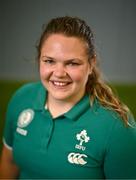 14 August 2025; Ellena Perry poses for a portrait during an Ireland Women Rugby media conference at the IRFU High Performance Centre in Dublin. Photo by David Fitzgerald/Sportsfile