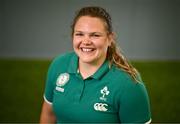 14 August 2025; Ellena Perry poses for a portrait during an Ireland Women Rugby media conference at the IRFU High Performance Centre in Dublin. Photo by David Fitzgerald/Sportsfile