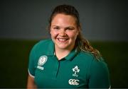 14 August 2025; Ellena Perry poses for a portrait during an Ireland Women Rugby media conference at the IRFU High Performance Centre in Dublin. Photo by David Fitzgerald/Sportsfile