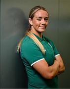 14 August 2025; Stacey Flood poses for a portrait during an Ireland Women Rugby media conference at the IRFU High Performance Centre in Dublin. Photo by David Fitzgerald/Sportsfile