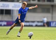 13 August 2025; Harrison McMahon of Leinster kicks a conversion during the PwC U-18 Boys Interprovincial Series match between Leinster and Munster at Energia Park in Dublin. Photo by Tyler Miller/Sportsfile