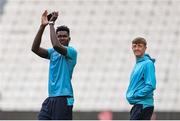 14 August 2025; Joseph Anang, left, and Chris Forrester of St Patrick's Athletic walk the pitch before the UEFA Conference League Third Qualifying Round second leg match between Besiktas and St Patrick's Athletic at Besiktas Stadium in Istanbul, Türkiye. Photo by Emre Oktay/Sportsfile