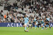 14 August 2025; Conor Carty of St Patrick's Athletic scores his side's first goal from a penalty during the UEFA Conference League Third Qualifying Round second leg match between Besiktas and St Patrick's Athletic at Besiktas Stadium in Istanbul, Türkiye. Photo by Emre Oktay/Sportsfile