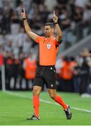 14 August 2025; Referee António Nobre awards a penalty to St Patrick's Athletic during the UEFA Conference League Third Qualifying Round second leg match between Besiktas and St Patrick's Athletic at Besiktas Stadium in Istanbul, Türkiye. Photo by Emre Oktay/Sportsfile