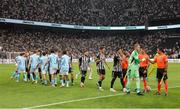 14 August 2025; The two sides shake hands before the UEFA Conference League Third Qualifying Round second leg match between Besiktas and St Patrick's Athletic at Besiktas Stadium in Istanbul, Türkiye. Photo by Emre Oktay/Sportsfile