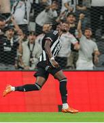 14 August 2025; Tammy Abraham of Besiktas celebrates after scoring his side's second goal during the UEFA Conference League Third Qualifying Round second leg match between Besiktas and St Patrick's Athletic at Besiktas Stadium in Istanbul, Türkiye. Photo by Emre Oktay/Sportsfile