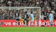 14 August 2025; Tammy Abraham of Besiktas, centre, turns to celebrate after scoring his side's second goal during the UEFA Conference League Third Qualifying Round second leg match between Besiktas and St Patrick's Athletic at Besiktas Stadium in Istanbul, Türkiye. Photo by Emre Oktay/Sportsfile