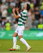 14 August 2025; Danny Mandroiu of Shamrock Rovers reacts during the UEFA Conference League Third Qualifying Round second leg match between Shamrock Rovers and Ballkani at Tallaght Stadium in Dublin. Photo by Stephen McCarthy/Sportsfile