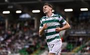14 August 2025; Matt Healy of Shamrock Rovers reacts during the UEFA Conference League Third Qualifying Round second leg match between Shamrock Rovers and Ballkani at Tallaght Stadium in Dublin. Photo by Ben McShane/Sportsfile