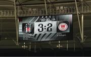 14 August 2025; A general view of the scoreboard after the UEFA Conference League Third Qualifying Round second leg match between Besiktas and St Patrick's Athletic at Besiktas Stadium in Istanbul, Türkiye. Photo by Emre Oktay/Sportsfile