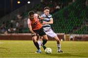 14 August 2025; Matt Healy of Shamrock Rovers in action against Giovanni of Ballkani during the UEFA Conference League Third Qualifying Round second leg match between Shamrock Rovers and Ballkani at Tallaght Stadium in Dublin. Photo by Ben McShane/Sportsfile