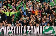 14 August 2025; Shamrock Rovers supporters during the UEFA Conference League Third Qualifying Round second leg match between Shamrock Rovers and Ballkani at Tallaght Stadium in Dublin. Photo by Stephen McCarthy/Sportsfile