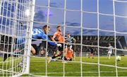 14 August 2025; Rory Gaffney of Shamrock Rovers shoots to score his side's second goal during the UEFA Conference League Third Qualifying Round second leg match between Shamrock Rovers and Ballkani at Tallaght Stadium in Dublin. Photo by Stephen McCarthy/Sportsfile