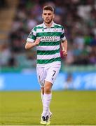 14 August 2025; Dylan Watts of Shamrock Rovers during the UEFA Conference League Third Qualifying Round second leg match between Shamrock Rovers and Ballkani at Tallaght Stadium in Dublin. Photo by Stephen McCarthy/Sportsfile
