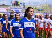 3 August 2025; Jane Moore of Laois in the parade before the TG4 All-Ireland Ladies Football Intermediate Championship final match between Laois and Tyrone at Croke Park in Dublin. Photo by Piaras Ó Mídheach/Sportsfile