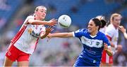 3 August 2025; Aoife Horisk of Tyrone in action against Clodagh Dunne of Laois during the TG4 All-Ireland Ladies Football Intermediate Championship final match between Laois and Tyrone at Croke Park in Dublin. Photo by Piaras Ó Mídheach/Sportsfile