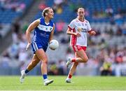3 August 2025; Fiona Dooley of Laois in action against Aoife Horisk of Tyrone during the TG4 All-Ireland Ladies Football Intermediate Championship final match between Laois and Tyrone at Croke Park in Dublin. Photo by Piaras Ó Mídheach/Sportsfile