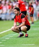 3 August 2025; Tyrone manager Darren McCann during the TG4 All-Ireland Ladies Football Intermediate Championship final match between Laois and Tyrone at Croke Park in Dublin. Photo by Piaras Ó Mídheach/Sportsfile