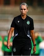 15 August 2025; Shamrock Rovers head coach coach Stephanie Zambra before the Sports Direct Women's FAI Cup quarter-final match between Shelbourne and Shamrock Rovers at Tolka Park in Dublin. Photo by Ben McShane/Sportsfile